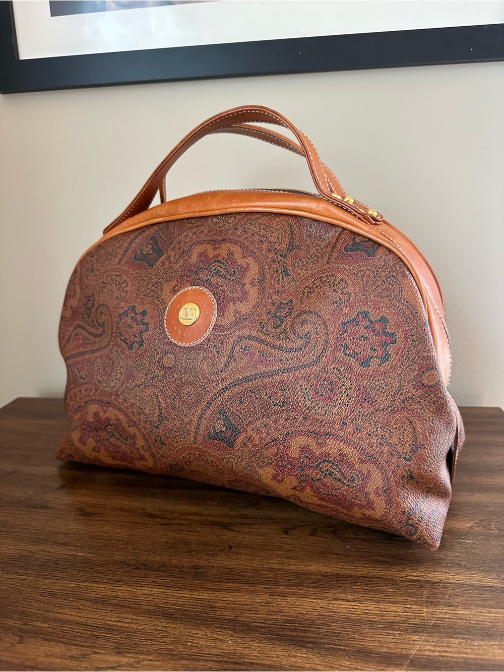 Valentino Garavani Paisley Leather Dome Handbag